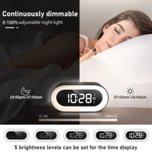 Alarm Clock for Bedrooms with Dynamic RGB Night Light,Heavy Sleepers Adults
