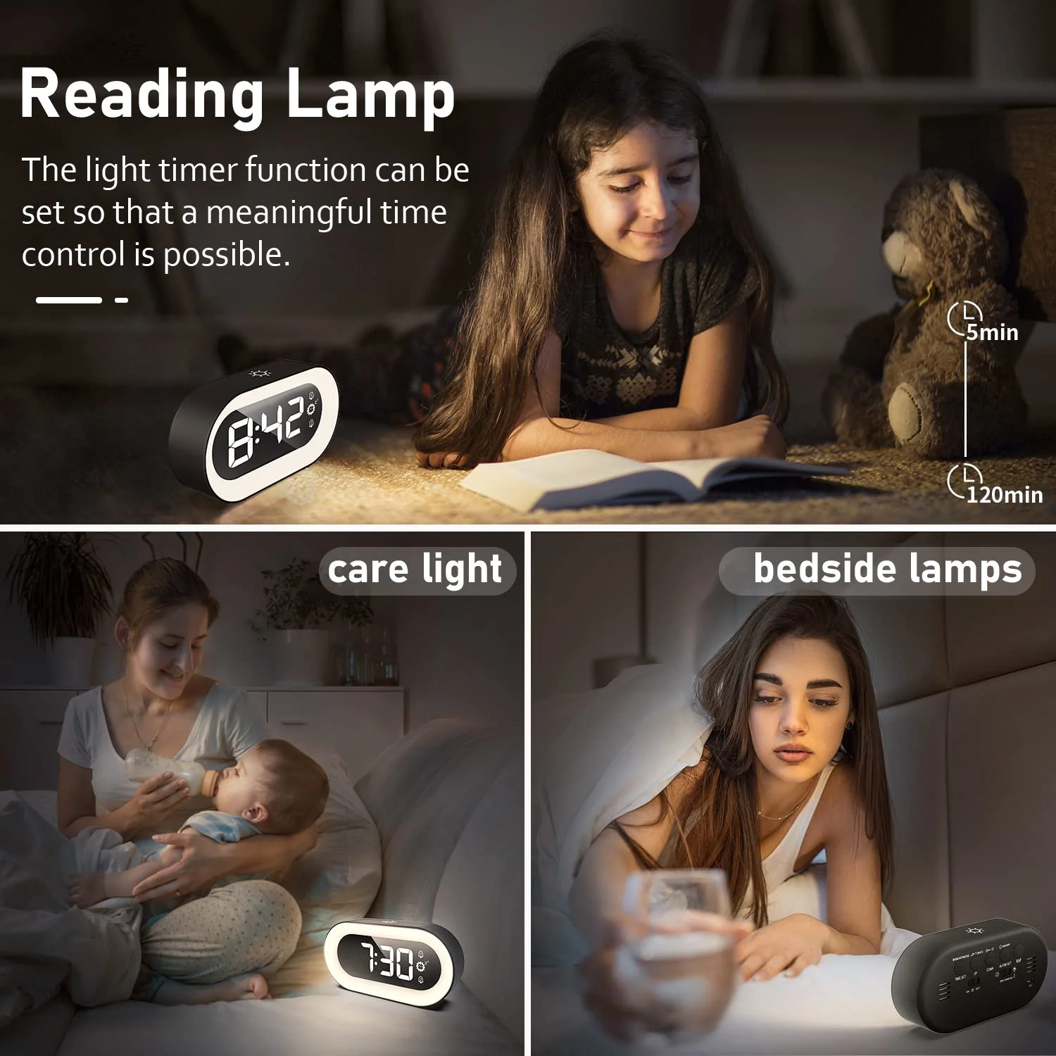 Alarm Clock for Bedrooms with Dynamic RGB Night Light,Heavy Sleepers Adults - Image 4