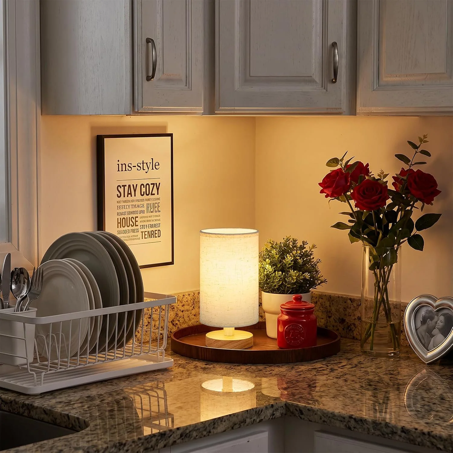 8.5" Small Table Lamp for Bedroom - Inline Switch Bedside Lamp - Image 2